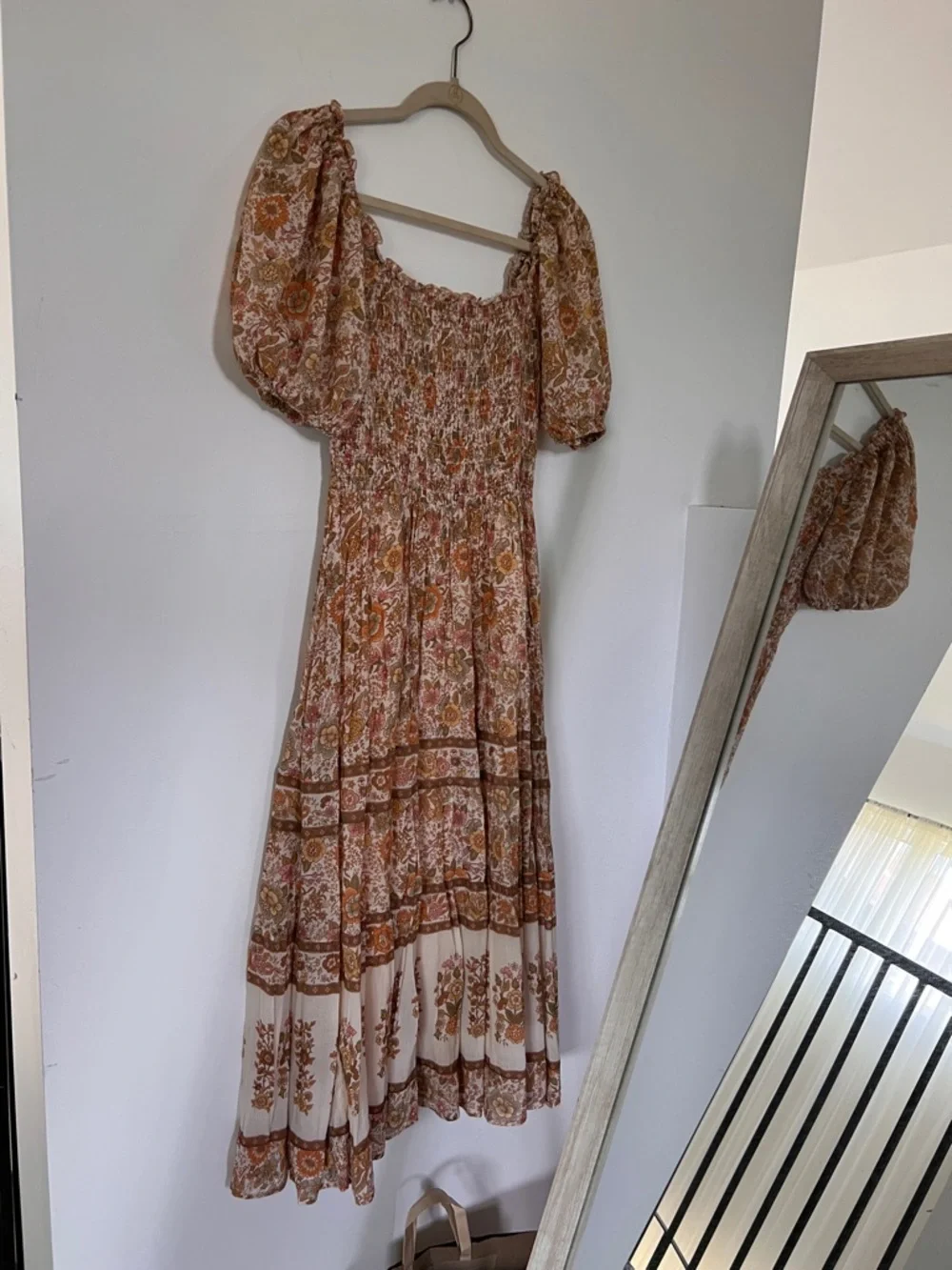Spell S juniper shirred dress Cream
